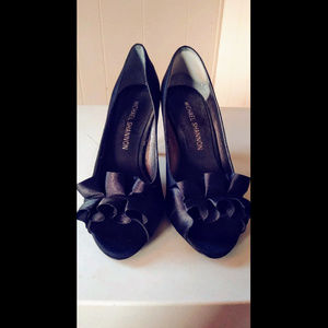 Michael Shannon Peep Toe Slip On Satin Bow heels